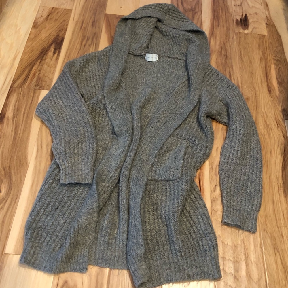 💐Hooded fuzzy brown cardigan